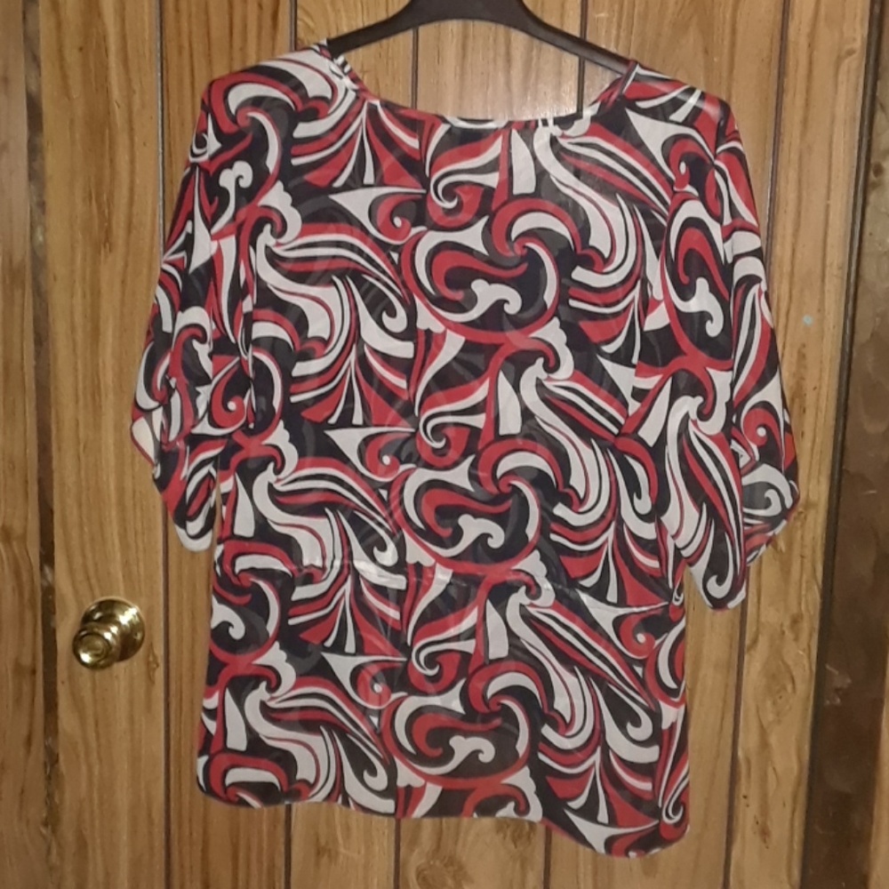 Chaps Plus Sized Sheer Woman's Pattern Blouse - image 2